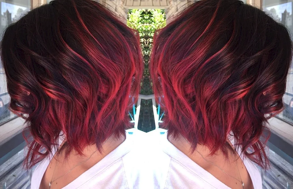 Red bob balayage