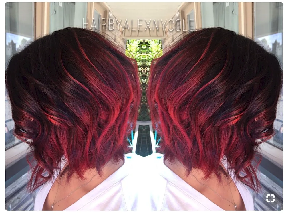 Balayage red bob