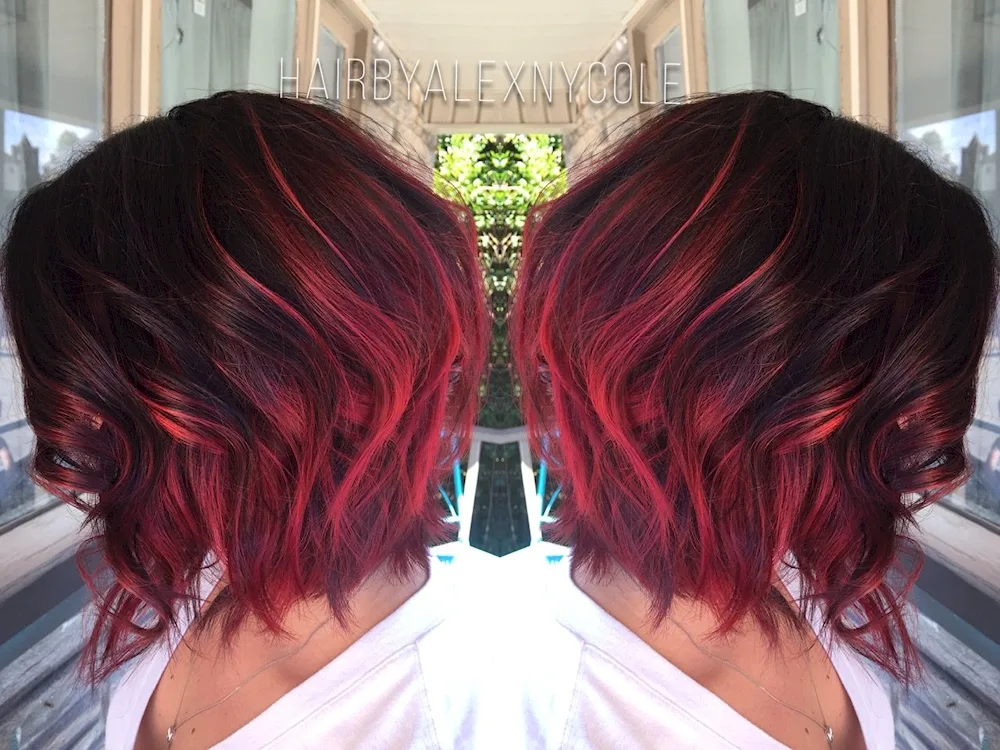 Balayage red bob