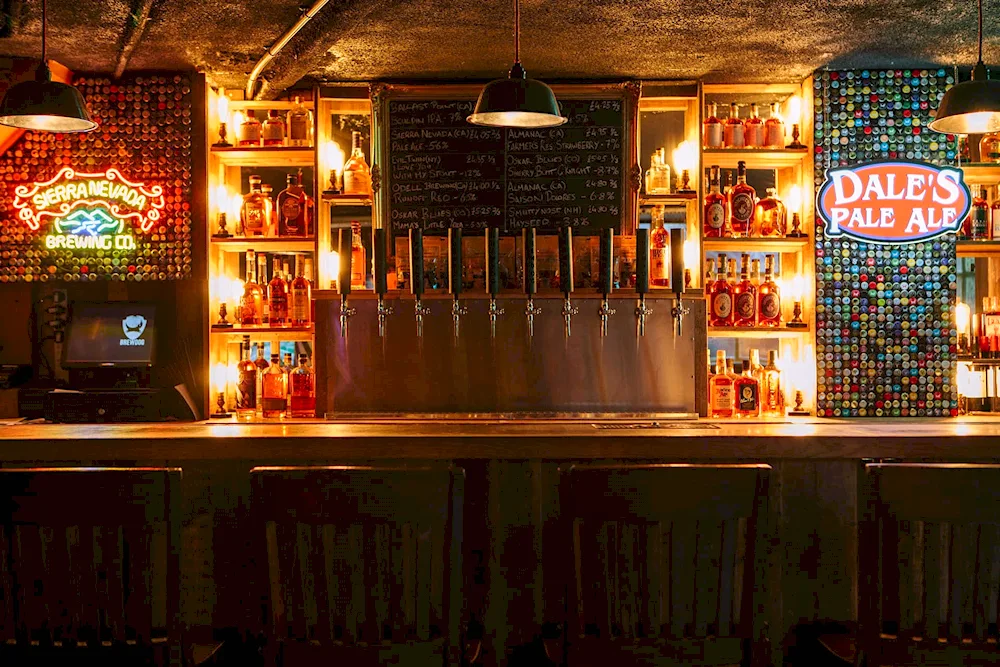 Bar counter in a beer hall bar