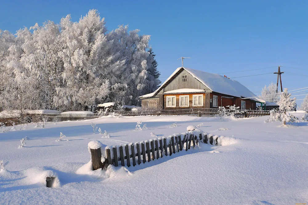 Carpathian village in winter