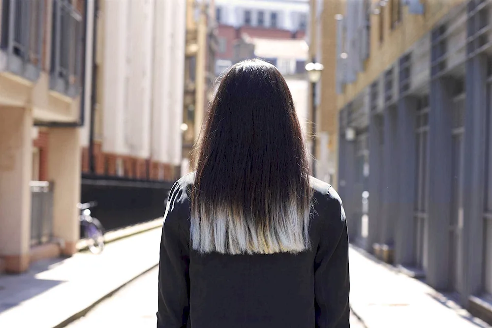 White tips on dark hair
