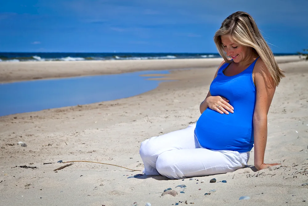 Pregnant women in swimsuits