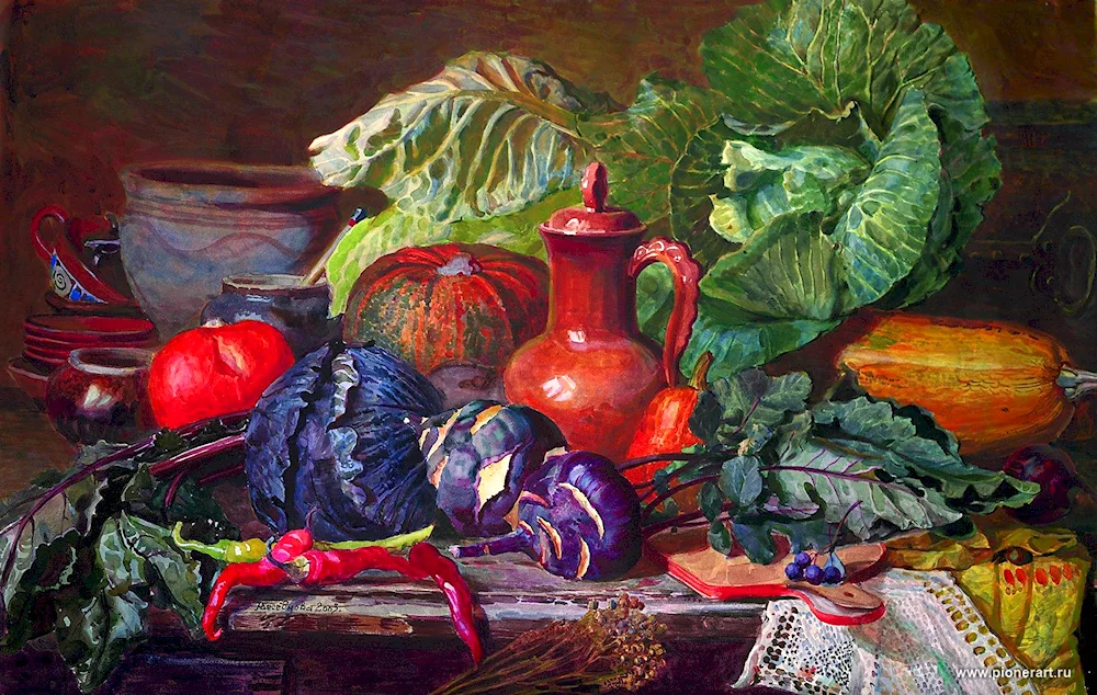 Sergei Andriyaka watercolour school vegetables