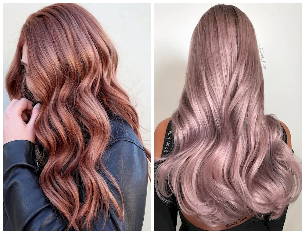 Beige and pink hair colour