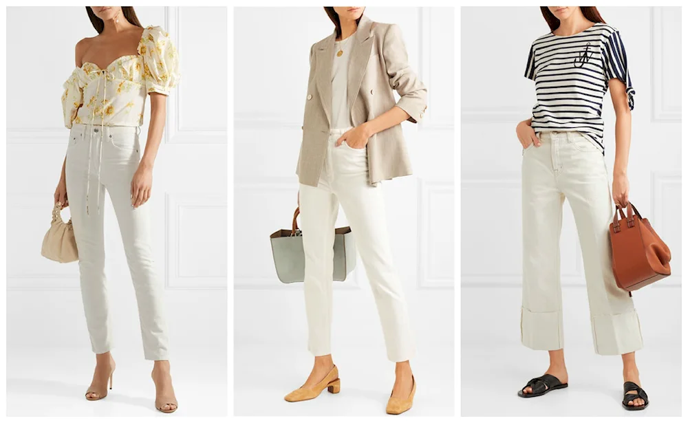 Beige trousers and white shirt women