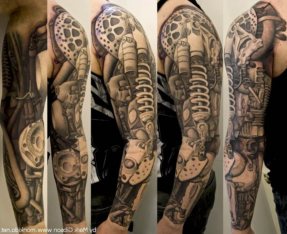 Biomechanics steampunk tattoo