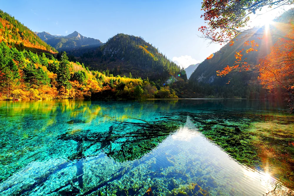 The turquoise lake of Jiuzhaigou National Park China