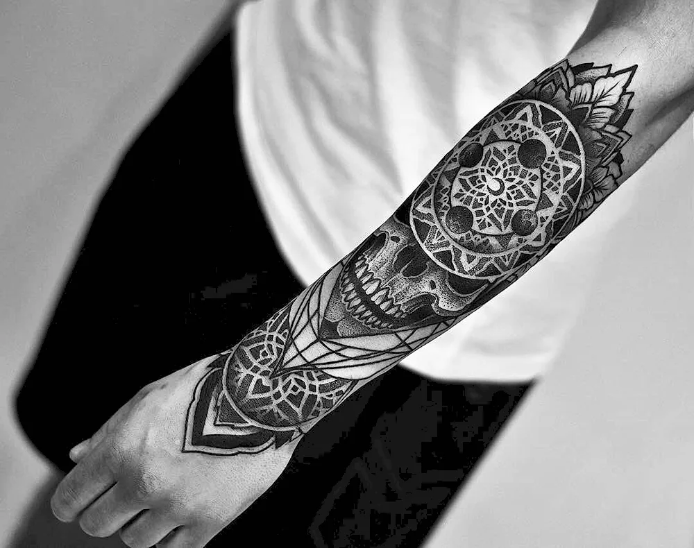 Scandinavian ornament tattoo on forearm