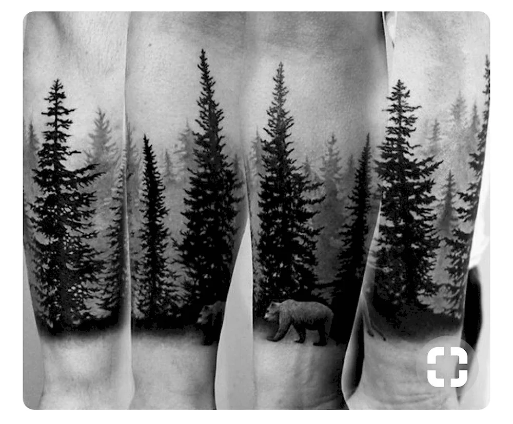 Blackwork forearm forest