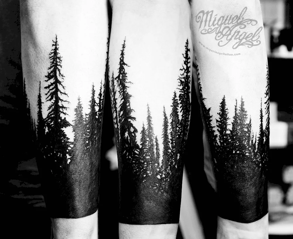 Blackwork forearm forearm forest