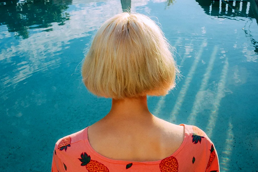 Blonde with short hair
