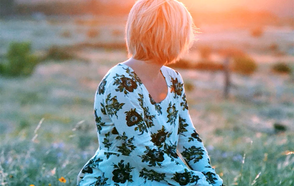 Blonde with short hair