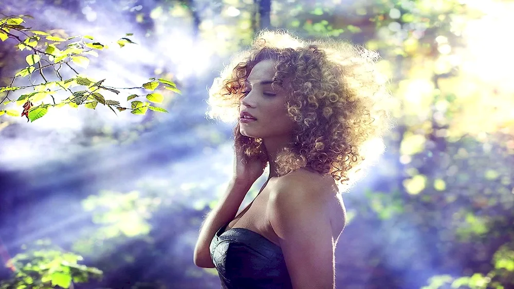 Blonde with curly hair