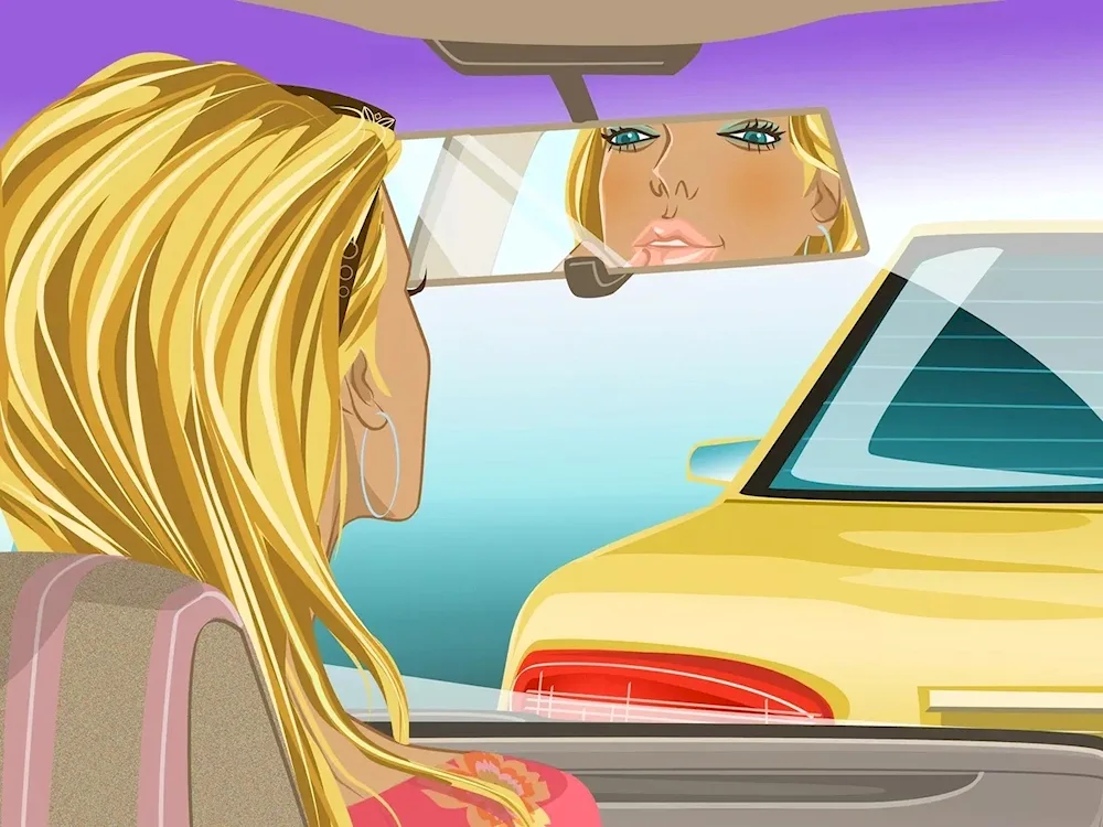 Blonde driving