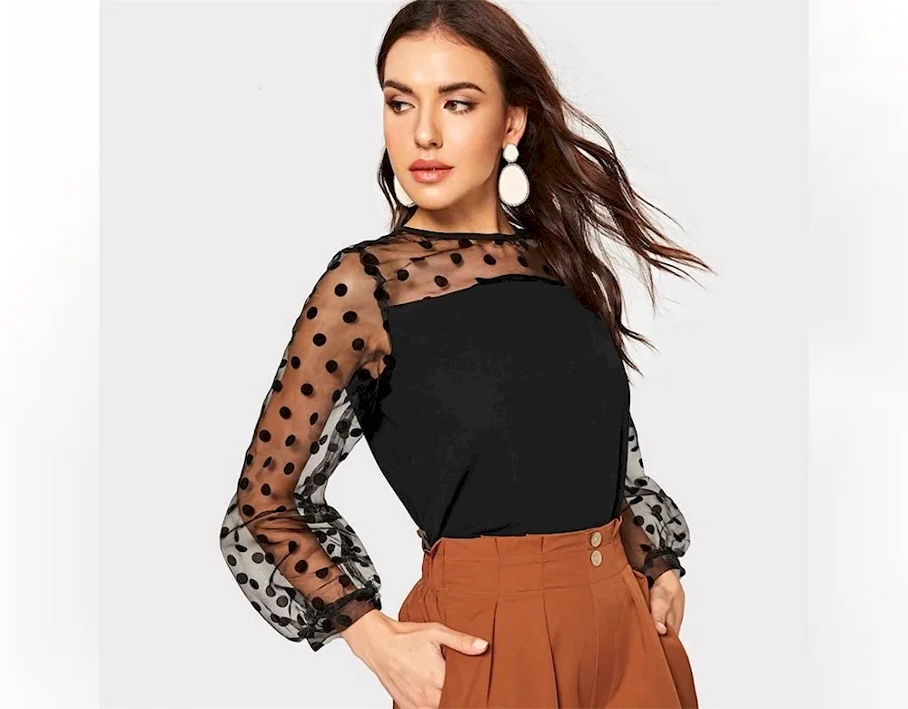 Sinequanone Mesh blouse with sheer sleeves