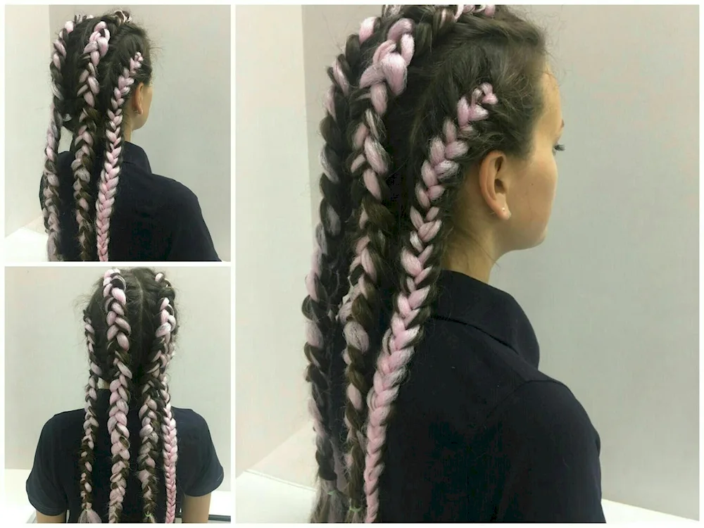 Fishtail braids with kanekalon