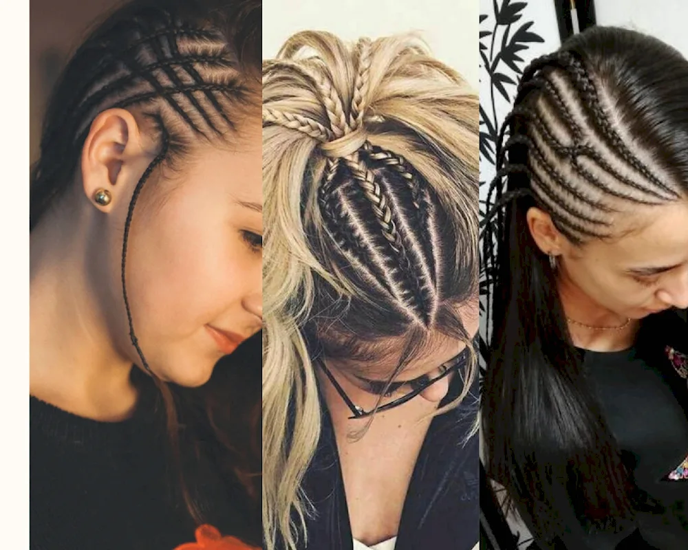 Afro braids with a shaved back of the head