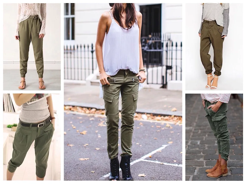 Cargo trousers women's colour khaki