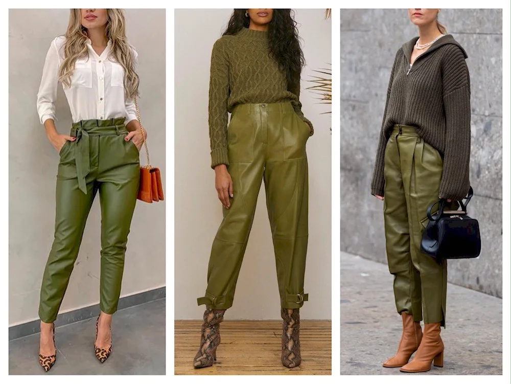 Olive coloured trousers