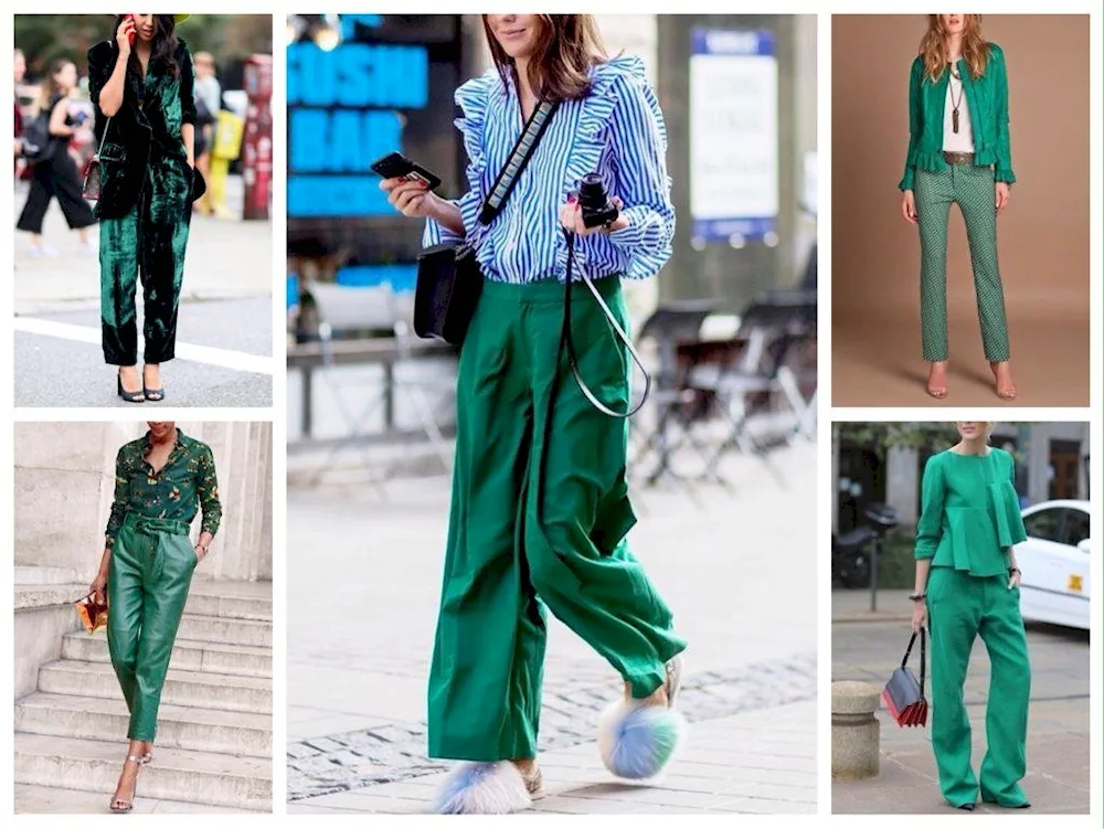 Pants palazzo emerald colour