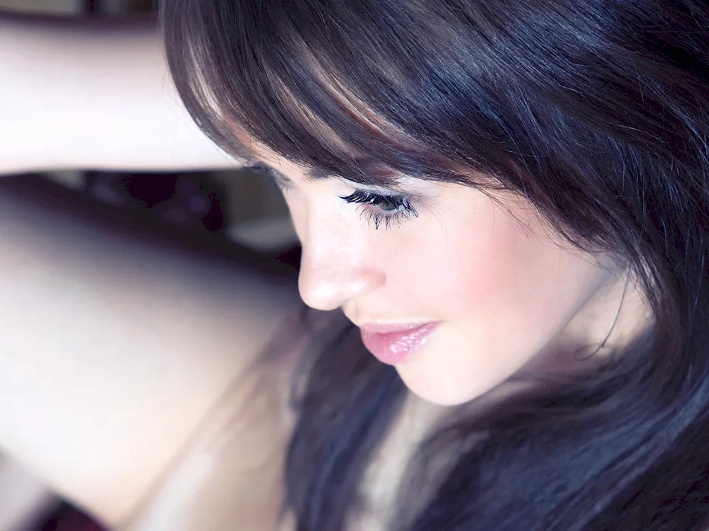 Brunette with bangs