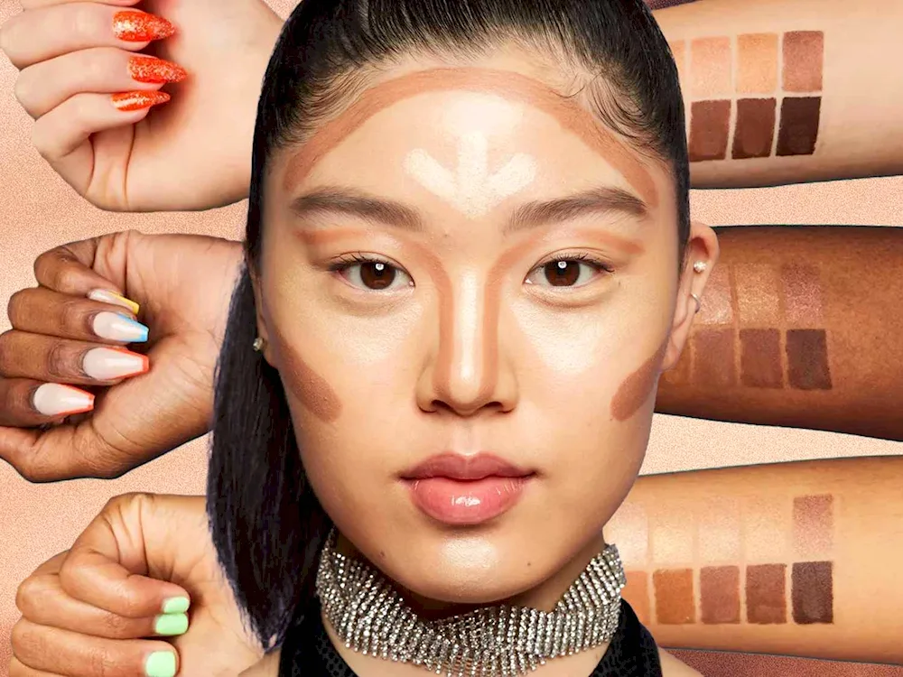 Contouring on dark hair with bangs