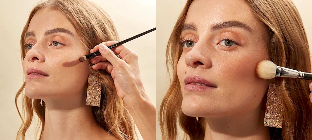 Contouring on dark hair with bangs