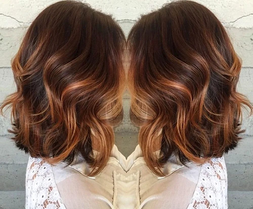 Honey henna balayage red bob