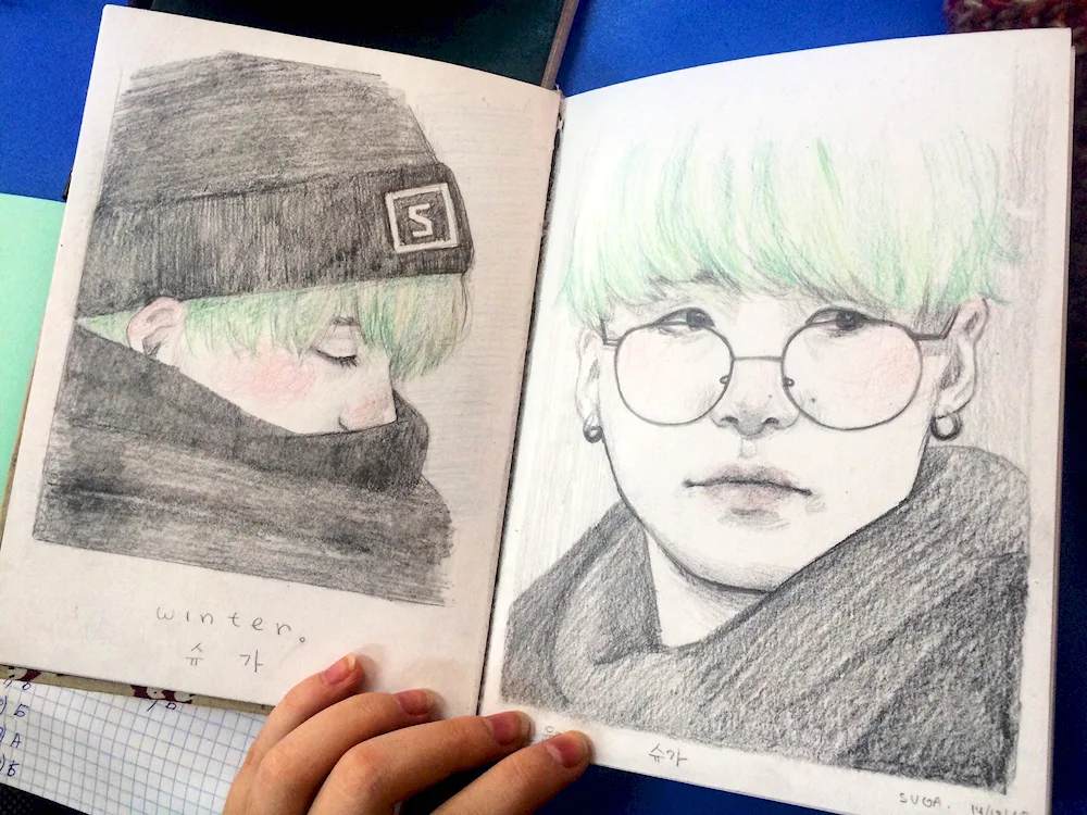 BTS sketching Yoongi