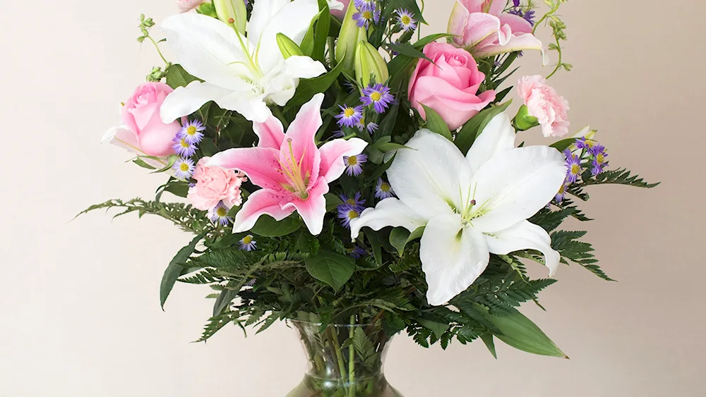 Bouquet of lilies and irises