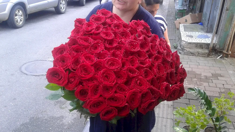 Huge bouquet of roses