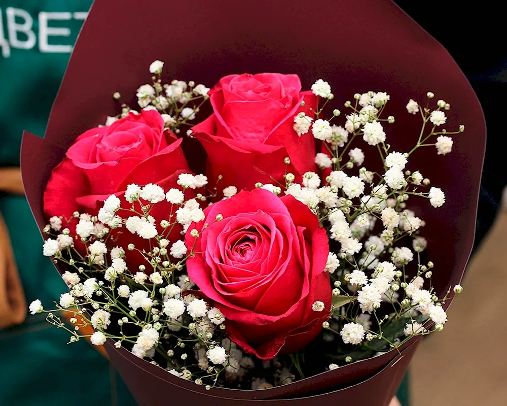 Rose and Gypsophila bouquet