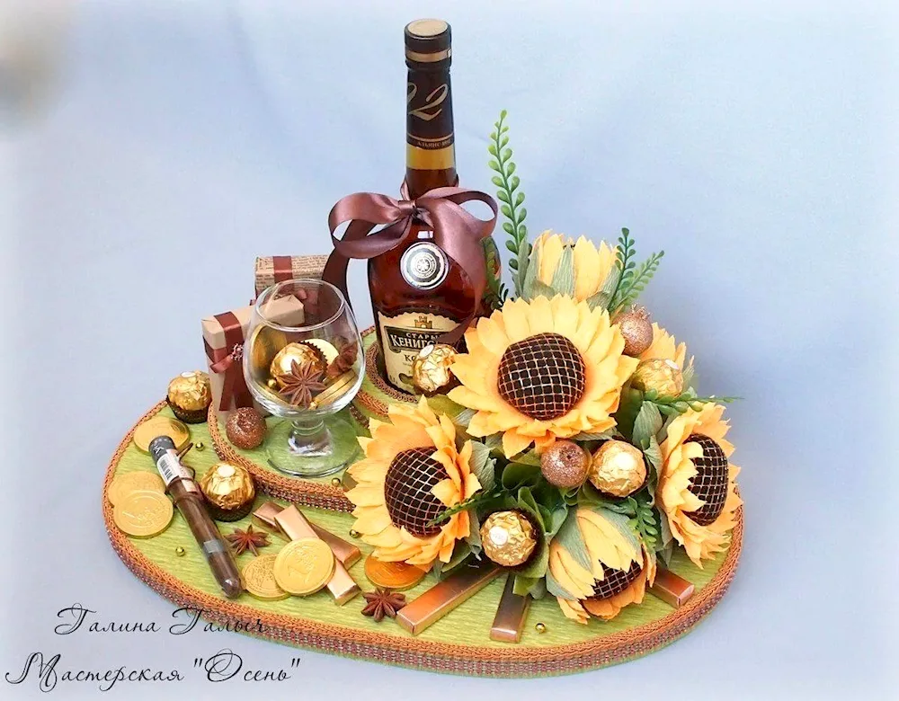 Bouquet with cognac for men