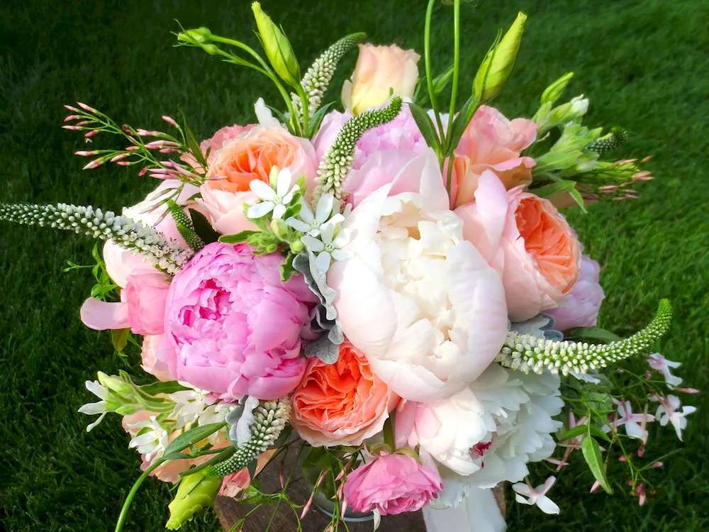 Bouquet of peonies with peonies