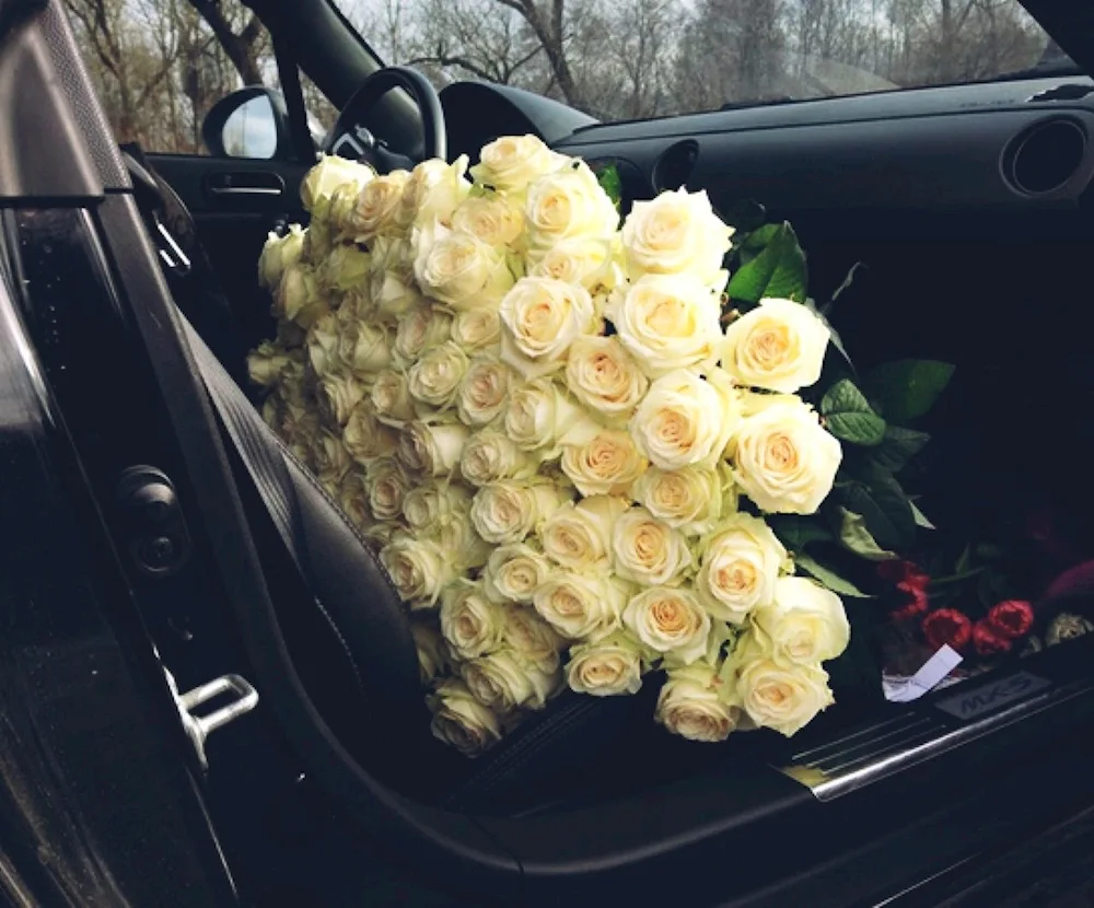 Flowers in the car