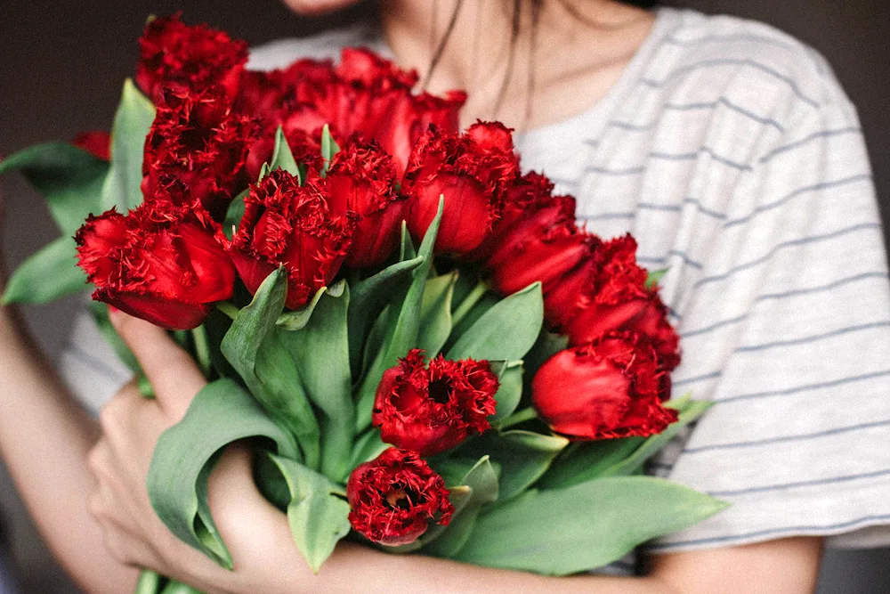 Woman with flowers