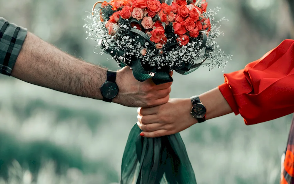 Bouquet in hand