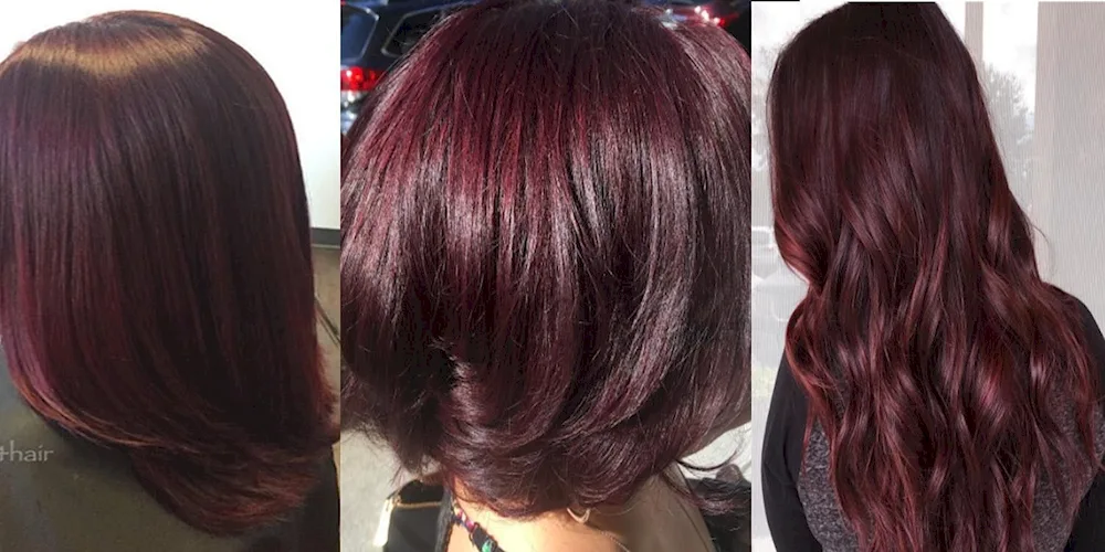 Purple strands on dark hair