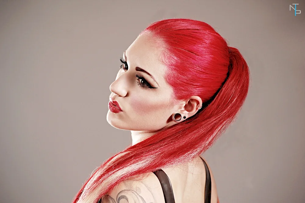 Blonde with pink strands