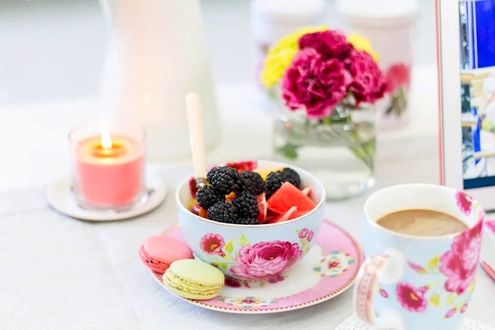 Coffee and flowers