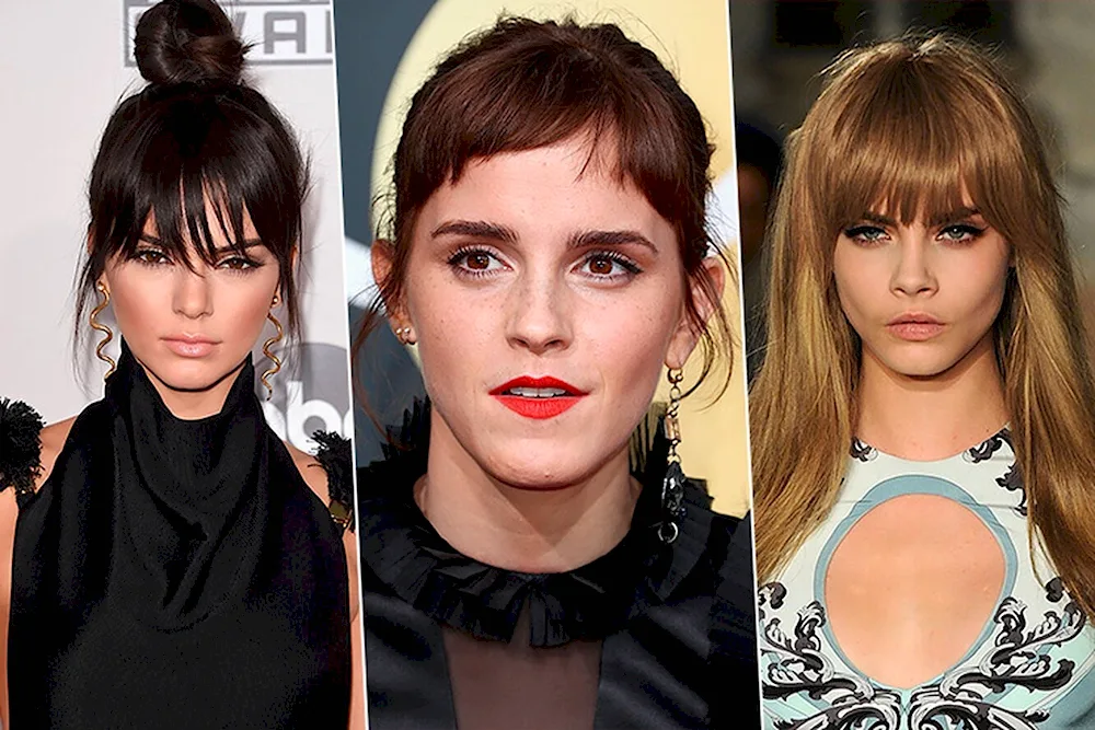 Bangs to the middle of the forehead