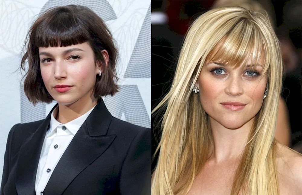 Parted straight profiled bangs