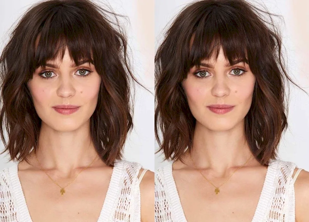 Curly fringes curtain bangs
