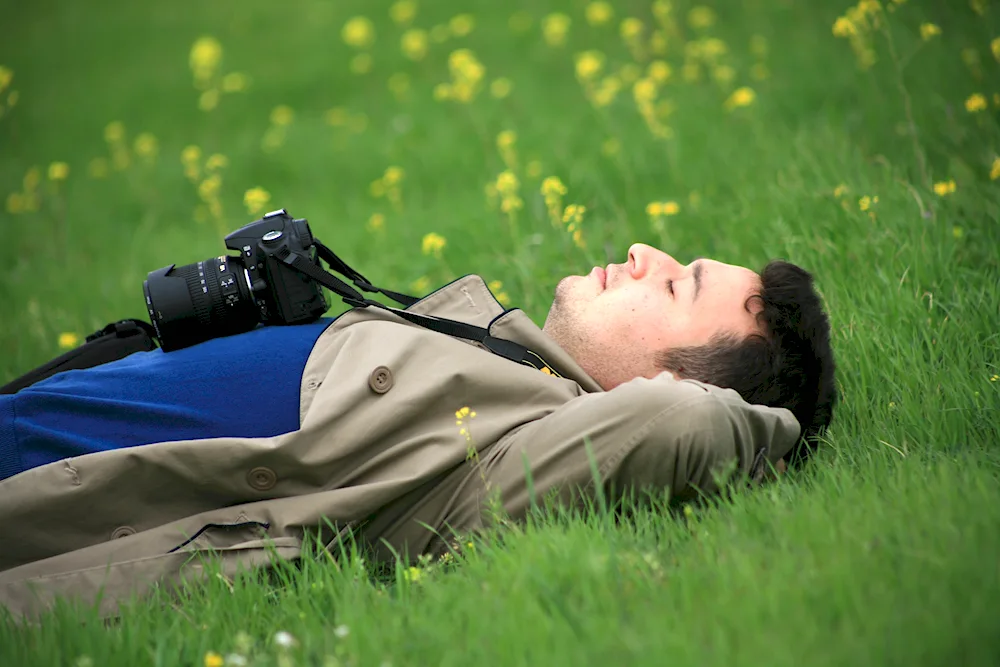 Man lying on the grass