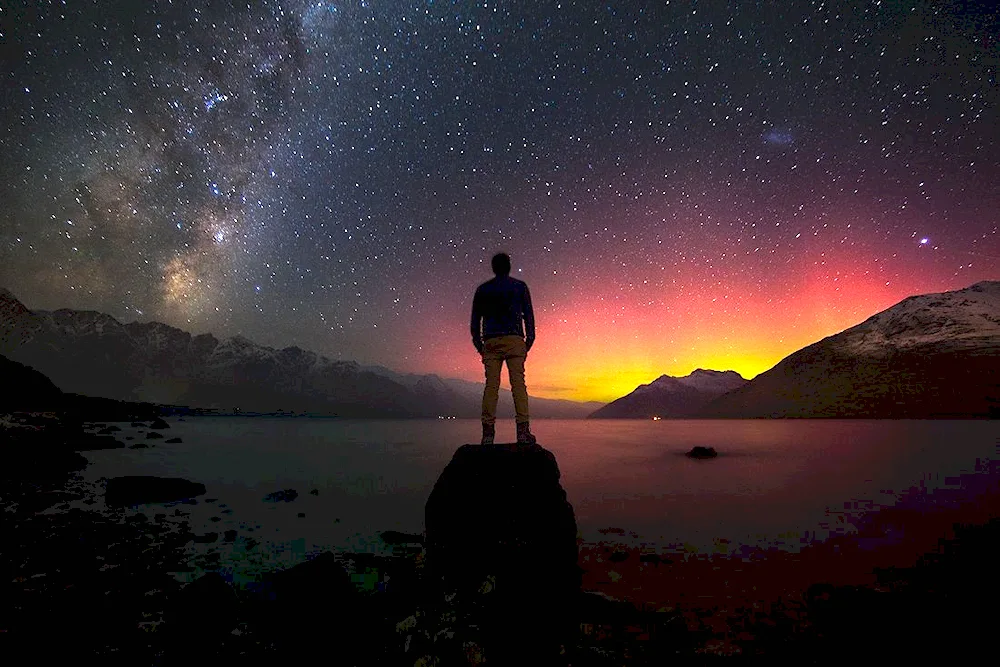 Man under the starry sky