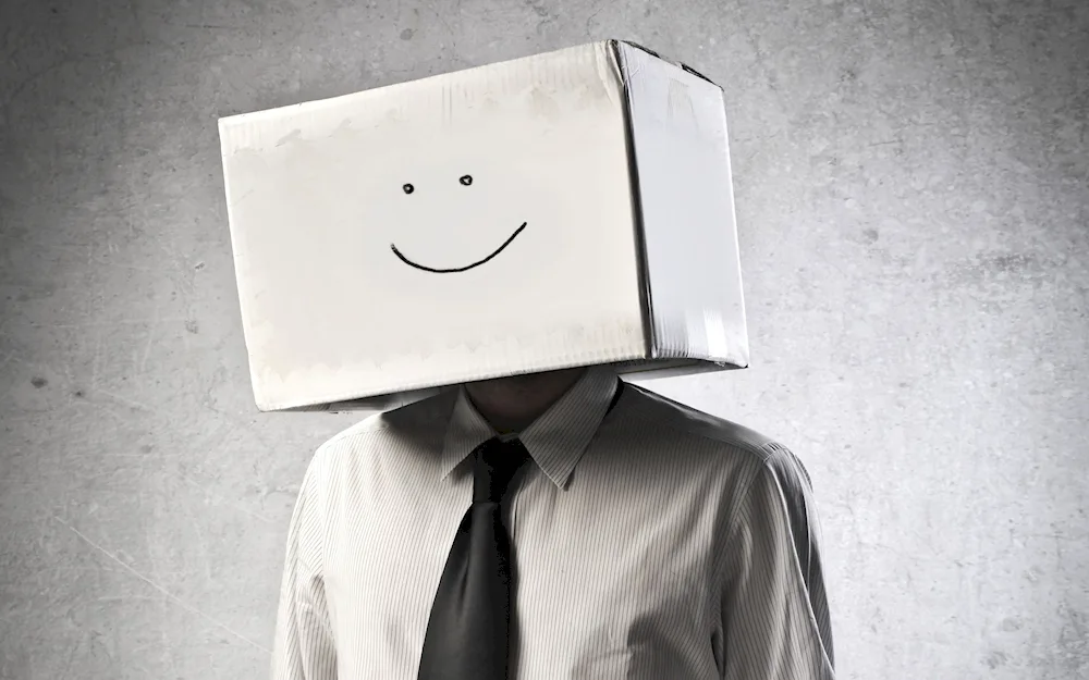 Man with a box on his head