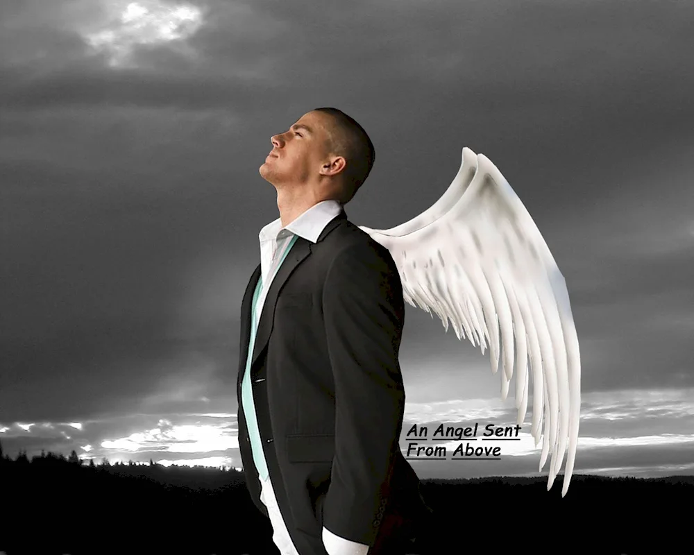 Man with angel wings