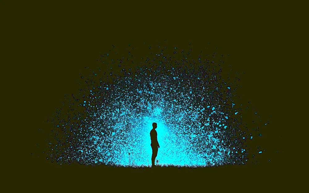 A silhouette against the moon