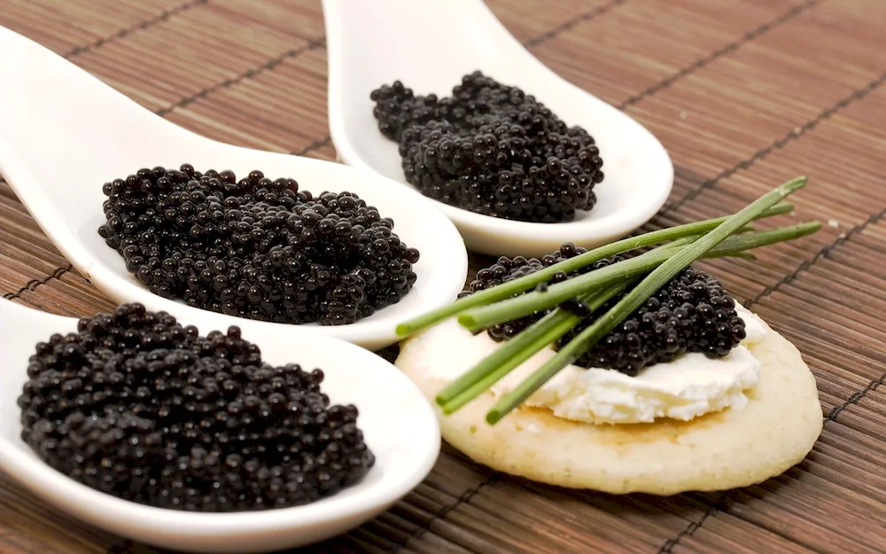 Black caviar not ripe fatty caviar